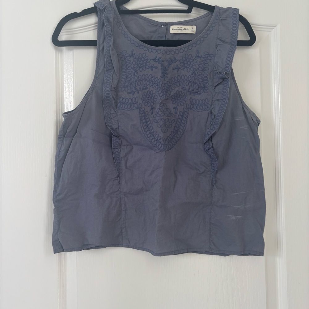 Abercrombie & Fitch Blue Tank Top with Embroidered Detail